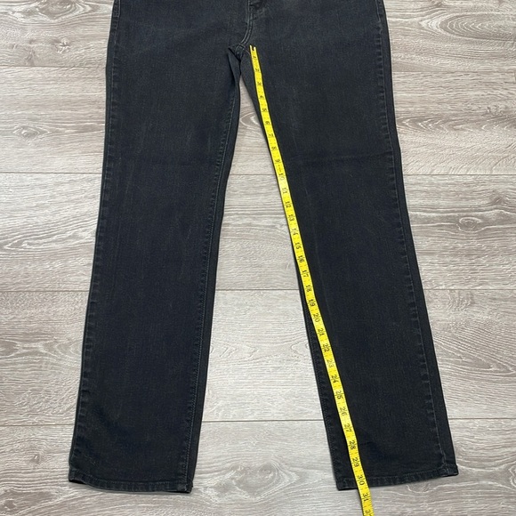 Levi’s 525 Perfect Waist Straight Leg Black Wash Denim Jeans Flap Pockets 14M - Picture 10 of 16